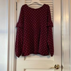 Red and white polkadot shirt